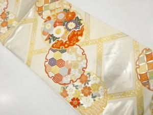 アンティーク　雪輪に花模様織り出し袋帯（材料）